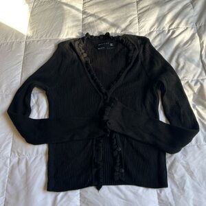 ASOS Black Ruffled Cardigan